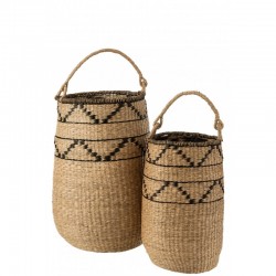 Conjunto de 2 cestas de madera natural de 41x41x88 cm
