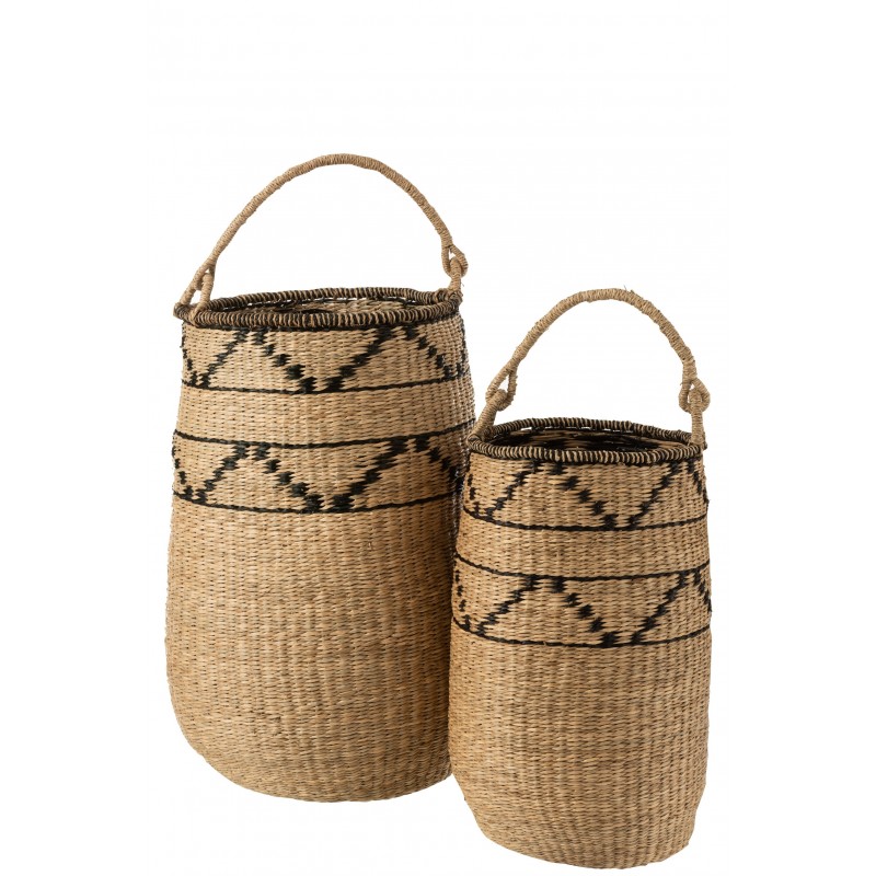 Conjunto de 2 cestas de madera natural de 41x41x88 cm