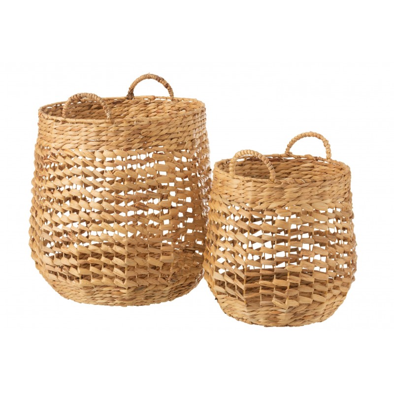 Conjunto de 2 cestas de madera natural de 42.5x42.5x55 cm