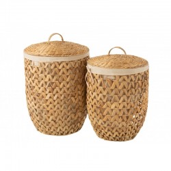 Conjunto de 2 cestas de madera natural de 44.5x44.5x69 cm