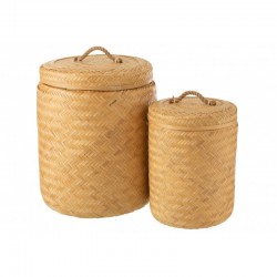 Conjunto de 2 cestas de madera natural de 45x45x66 cm