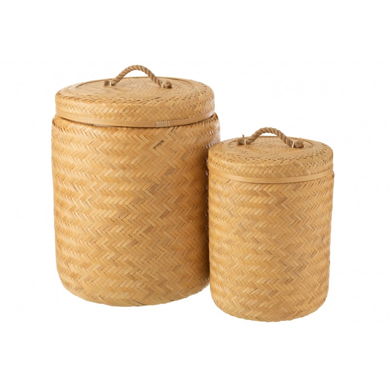 Conjunto de 2 cestas de madera natural de 45x45x66 cm