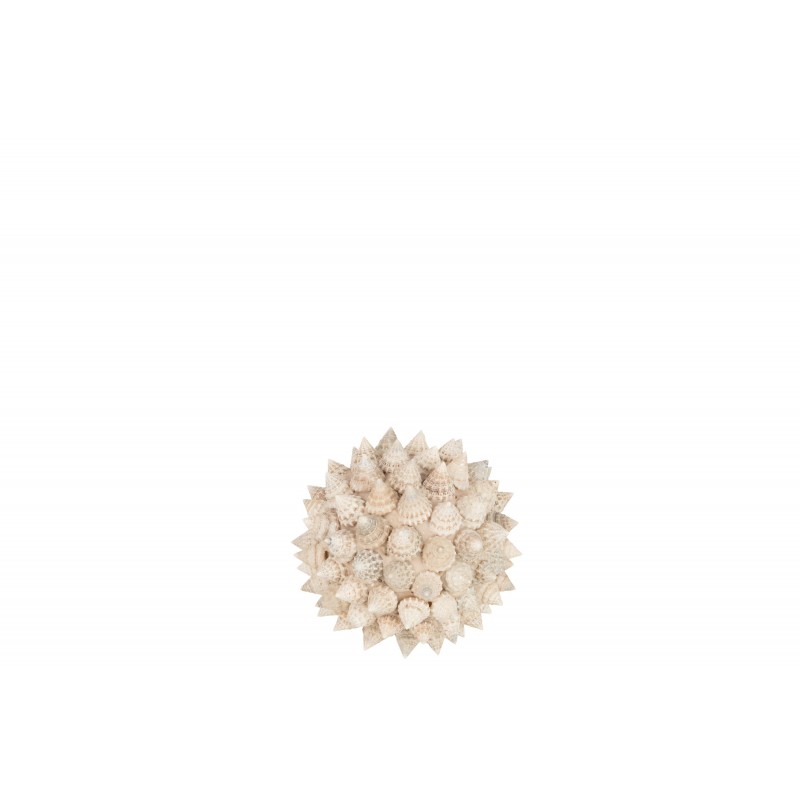 Bola de conchas de piedra blanca de 9x9x9 cm
