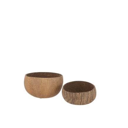 Set de 2 demi noix de coco en bois naturel 15x15x9 cm