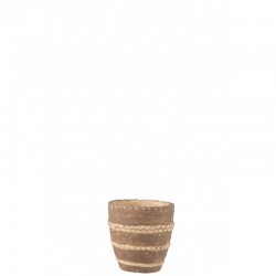 Macetero trenzado de cerámica marrón 13x13x13,5cm