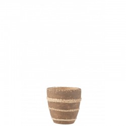 cache-pot imitation tissage en céramique marron 15x15x13.5 cm