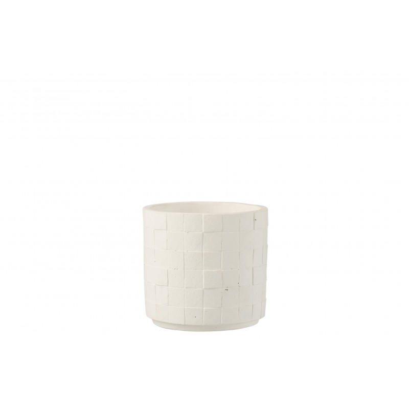 cachepot rond en céramique blanc 12.5x12.5x11.5 cm