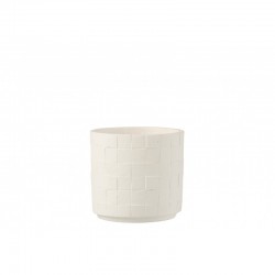 Cachepot en céramique blanc 14x14x13 cm