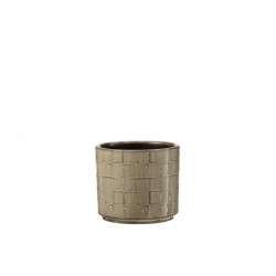 Cache-pot rond en céramique gris 12x12x11cm