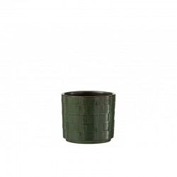 cachepot rond en céramique vert 12x12x10.5 cm