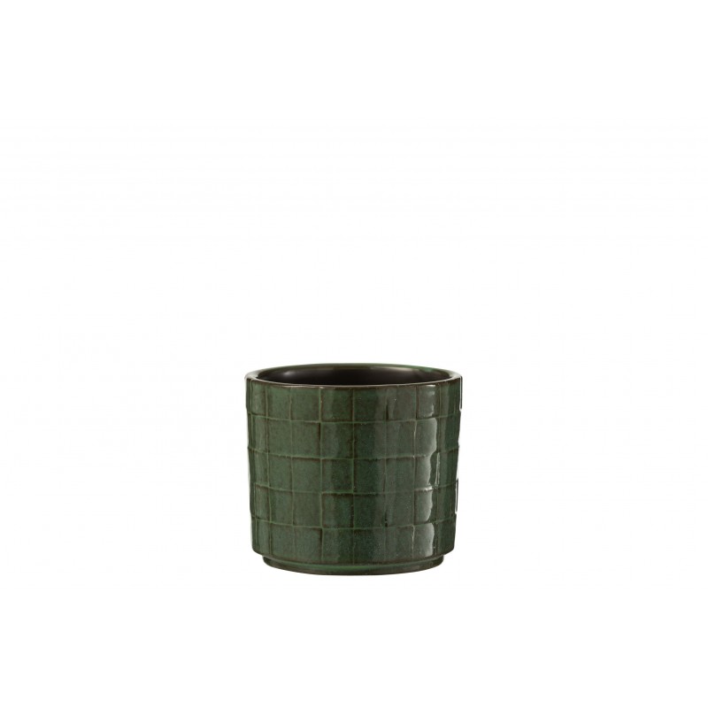 cachepot rond en céramique vert 12x12x10.5 cm