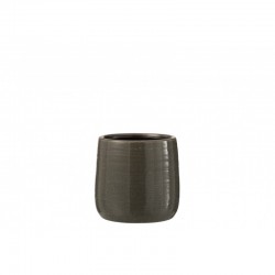 cachepot rond en céramique gris 12x12x12 cm