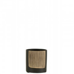 cachepot redondo de cerámica negro 12x12x13 cm
