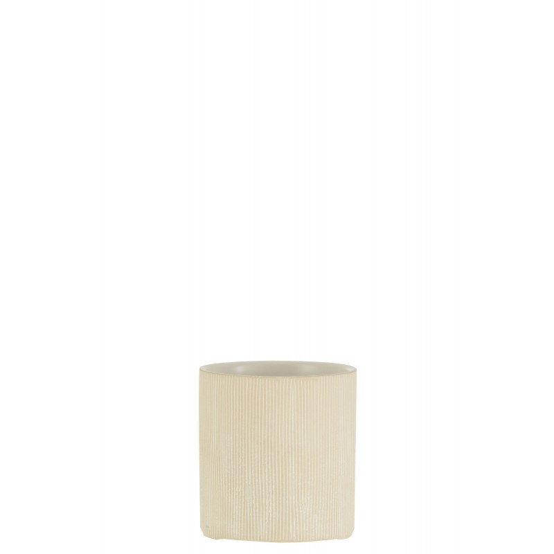 cachepot rond en céramique blanc 12x12x13 cm