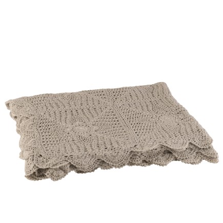 Nappe dentelle en coton taupe 200x135cm