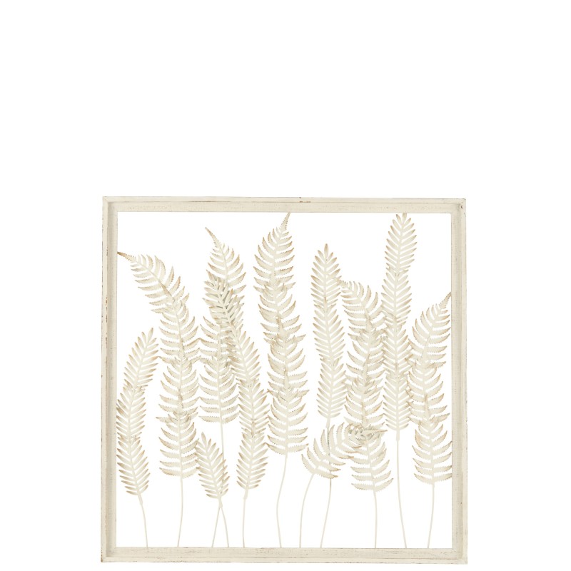 Décoration murale plantes en métal blanc 82x82x3.5 cm