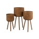 Set de 3 cache-pots sur pied en bois naturel 37x37x75 cm