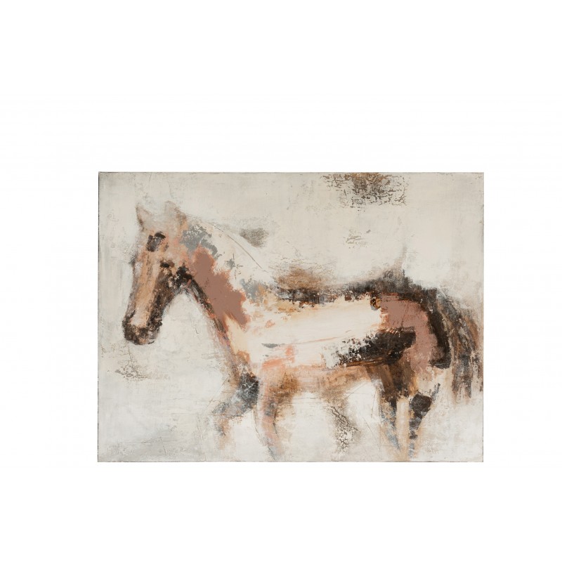 Tableau cheval en Toile Marron et Blanc 119,5x90x3,5cm