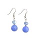 BOUCLE D'OREILLE CRIST.+PERLE BLEU CLAIR