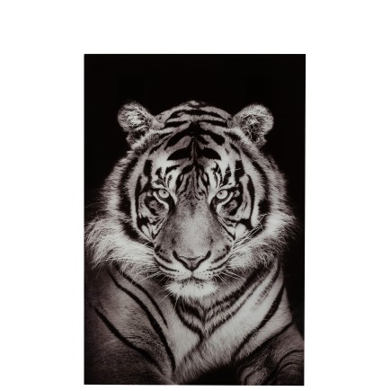 Decoración mural de tigre en vidrio blanco 100x150x2 cm