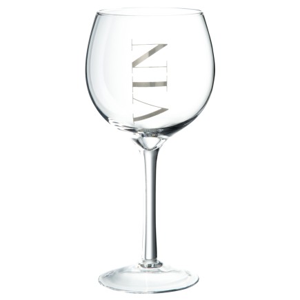 Verre à vin avec inscription argent transparent H20cm