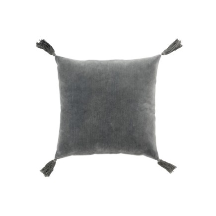 Coussin avec floches en coton velours gris 43x43cm