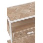 Meuble d’appoint avec 1 tiroir en bois naturel et métal blanc 50x30x61cm