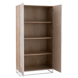 Armoire 2 portes en bois et métal blanc 95x42x186cm