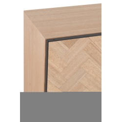 Armoire basse 2 portes à motif zigzag en bois naturel 120x38x112cm