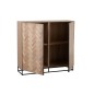 Armoire basse 2 portes à motif zigzag en bois naturel 120x38x112cm