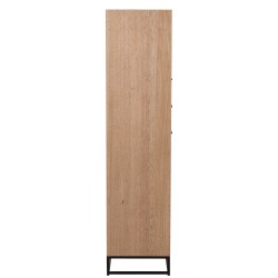 Armoire haute 3 tiroirs et 1 porte en bois naturel et métal noir 62x38x158cm