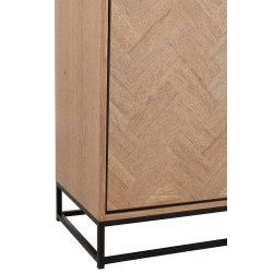 Armoire haute 3 tiroirs et 1 porte en bois naturel et métal noir 62x38x158cm