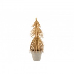 Árbol de Navidad decorativo de plástico dorado de 7x7x22 cm