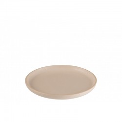 Plato redondo para postre con borde de cerámica crema de 20 cm de diámetro