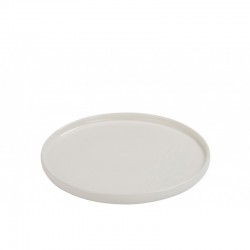 Plato redondo para postre con borde de porcelana blanca de 24 cm de diámetro