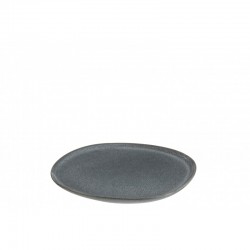 Plato llano irregular de cerámica gris de 20 cm de diámetro
