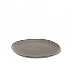 Assiette plate rectangle en céramique marron L20cm