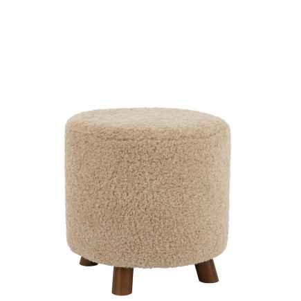 Pouf sur pied en polyester beige 42x42x41cm