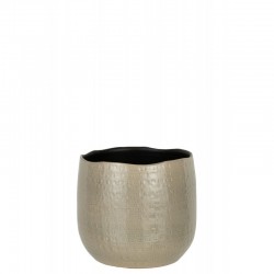 Cachepot con motivos en cerámica gris claro de 25x25x22cm