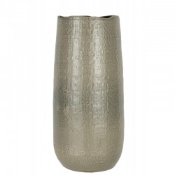 Jarrón con motivos en cerámica gris claro de 22x22x50cm