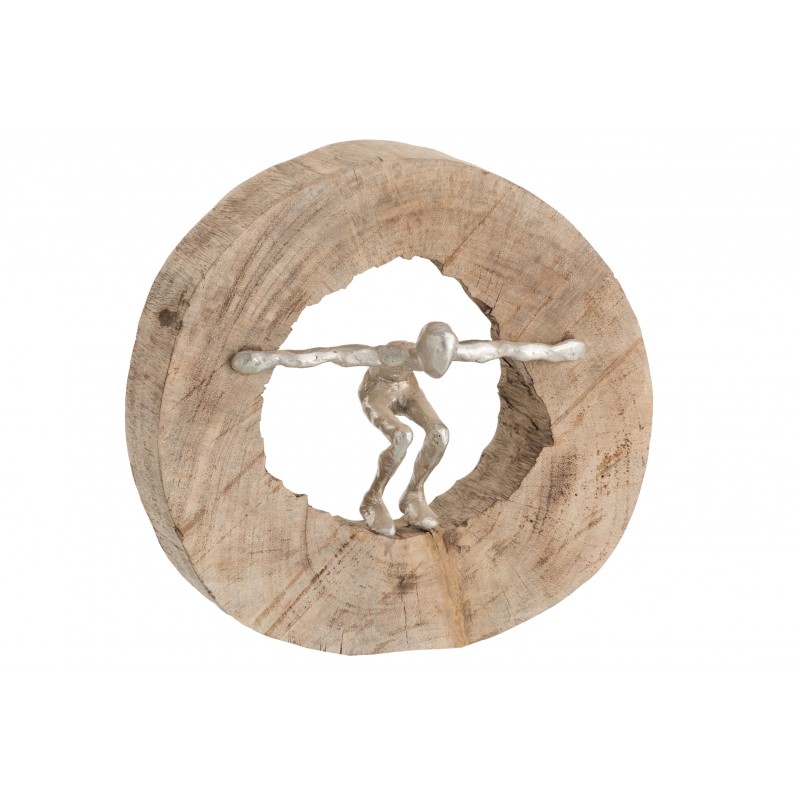 Personaje de aluminio en madera natural de 29x6.5x28 cm