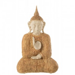 Bouddha assis en résine naturel et beige 24x17x40cm