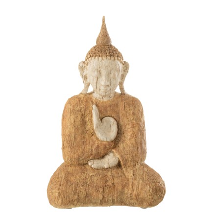 Buda sentado en resina natural y beige 24x17x40cm