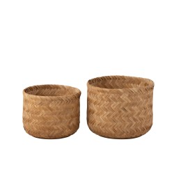 Conjunto de 2 cestas de bambú natural de 40 y 35 cm.