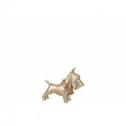 Perro de cerámica dorado de 4x5x12 cm