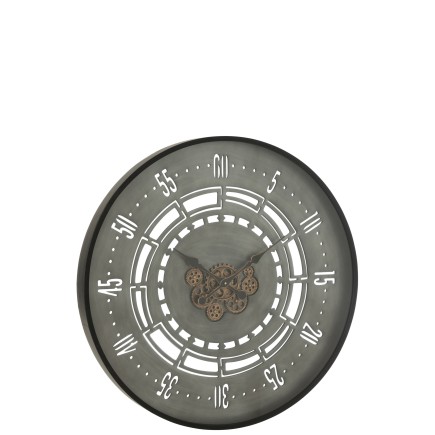 Horloge ronde en métal noir 90x90x8 cm