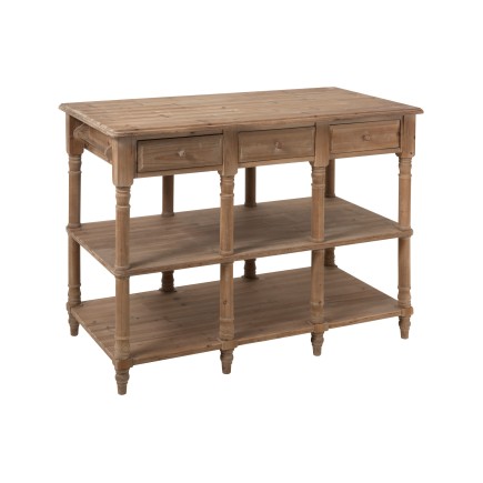 Console 6 tiroirs en bois naturel 131x70x95 cm