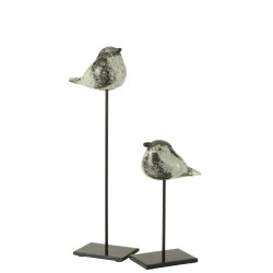 Pájaro sobre pedestal de vidrio gris 12x7.5x37 cm