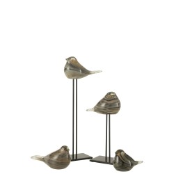 Oiseau sur socle en verre marron 19x9x43 cm