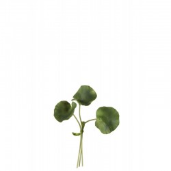 Ramo de hojas de loto artificial de plástico verde de 16x12x23 cm